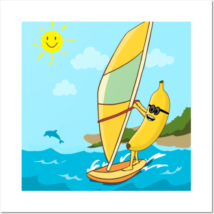 Andy Banana Windsurfing Summer Beach Waves Posters and Art